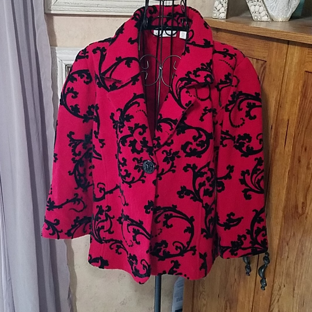 Richly textured Red and Black Wool Blazer